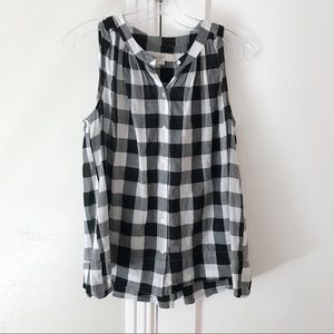 LOFT | Gingham Black and White Flowy Top